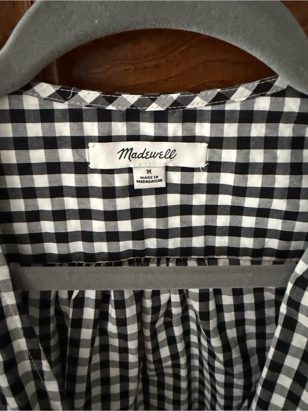 Madewell Black & White Gingham Wrap Blouse - Picture 2 of 3